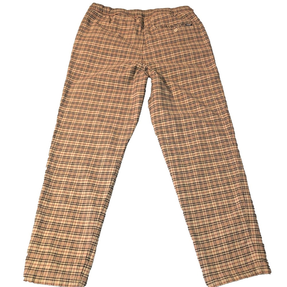 RSQ Pants Men's Size Large Beige Plaid Pull On Pants Elastic Waist Casual Pocket - Picture 11 of 16